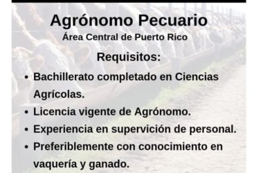 Empleo: Se busca Agrónomo Pecuario (Area Central)